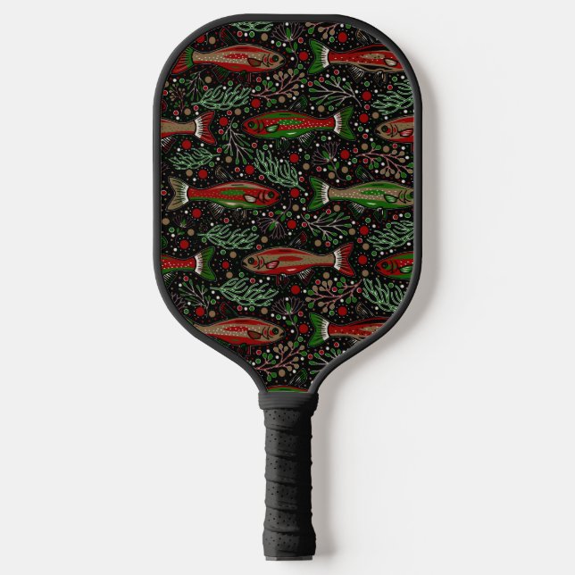 Palas De Pickleball Baloncesto y pesca Brook Trout Gris Verde Rojo (Anverso)