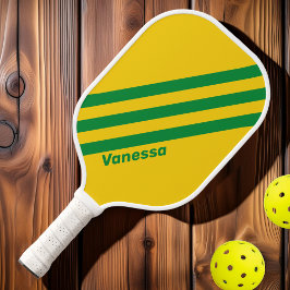 Palas De Pickleball Banana Tropical Retro Tres Rayas con Nombre