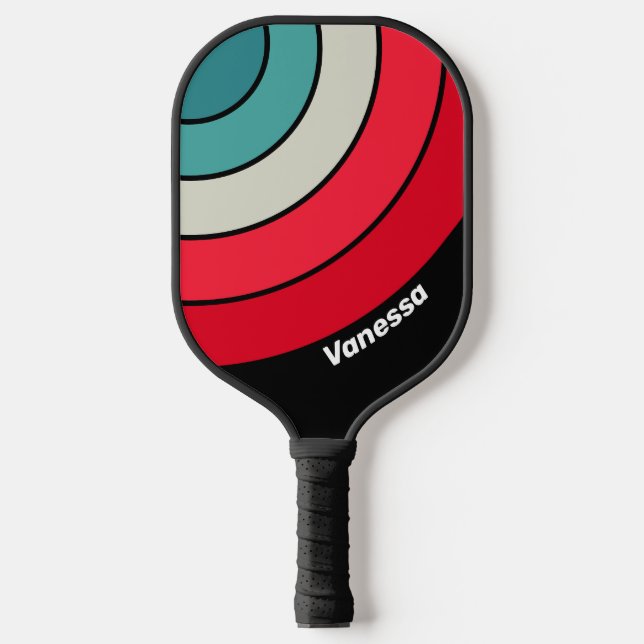 Palas De Pickleball Banda de círculo retro sigiloso con nombre (Anverso)