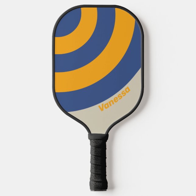 Palas De Pickleball Banda del círculo del atardecer retro azul aplasta (Anverso)