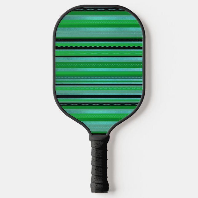 Palas De Pickleball Bandas azules verdes Diseño Paleta de pelota (Anverso)