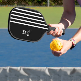 Palas De Pickleball Bandas blancas y negras con monograma