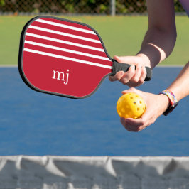Palas De Pickleball Bandas blancas y rojas deportivas con monograma