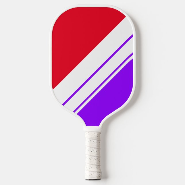 Palas De Pickleball Bandas de Carreras blanca morada brillante y brill (Anverso)