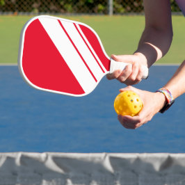 Palas De Pickleball Bandas de Carreras diagonal en blanco rojo brillan