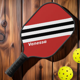 Palas De Pickleball Bandas de cebra urbana retro con nombre