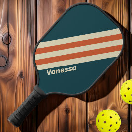 Palas De Pickleball Bandas de onda retro con nombre