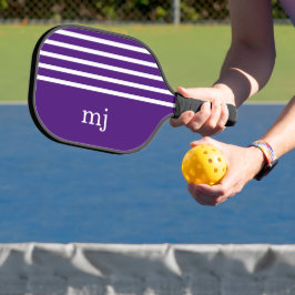 Palas De Pickleball Bandas esporádicas moradas y blancas con monograma