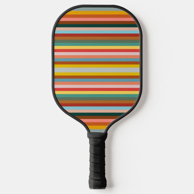 Palas De Pickleball Bandas Retro Horizontal Coloridas (Anverso)