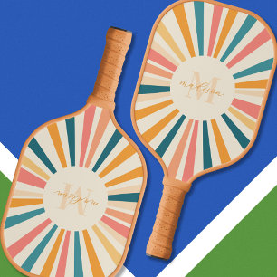 Palas De Pickleball Bandas retro Monograma Nombre personalizado