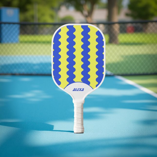 Palas De Pickleball Bandas retro negrita azul y verde limón 70/90 (Subido por el creador)