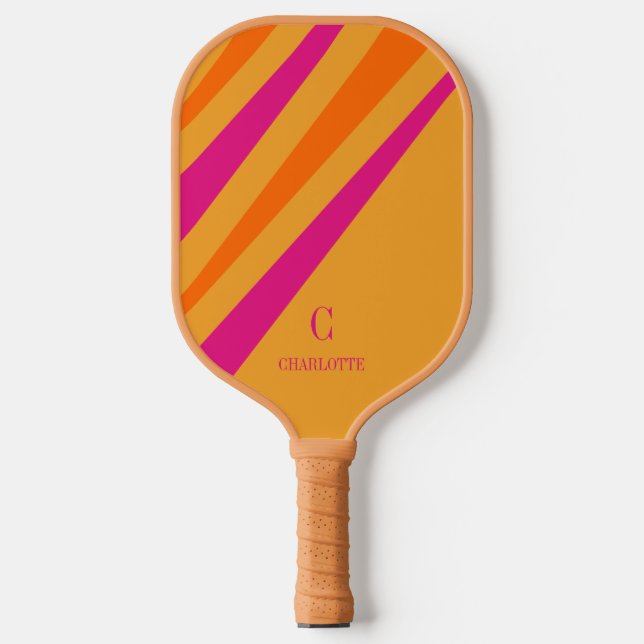 Palas De Pickleball Bandas retro negrita Naranja rosa mostaza (Anverso)