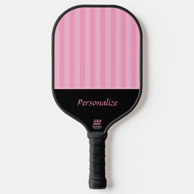 Palas De Pickleball Bandas rosadas modernas en nombre negro oficial de (Anverso)