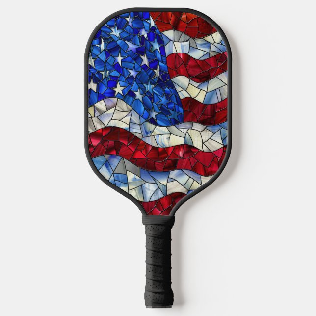 Palas De Pickleball Bandera Americana Vidrio Manchado Paddle (Anverso)