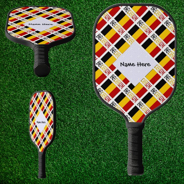 Palas De Pickleball Bandera belga cubierta con su nombre (Subido por el creador)