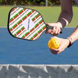 Palas De Pickleball Bandera búlgara baldosas negras personalización