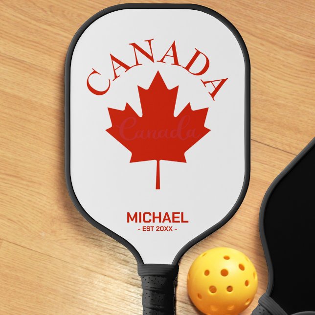 Palas De Pickleball Bandera canadiense roja y blanca (Canada Canadian flag maple leaf pickleball paddle)