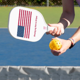 Palas De Pickleball Bandera clásica estadounidense con evento de discu