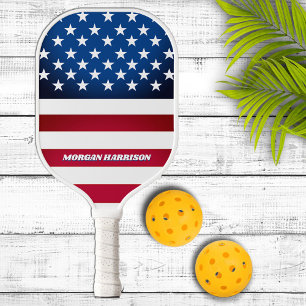 Palas De Pickleball Bandera de EE. UU. Estrellas y Franjas Personaliza