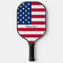 Palas De Pickleball Bandera de Estados Unidos y tu nombre