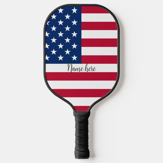 Palas De Pickleball Bandera de Estados Unidos y tu nombre (Anverso)