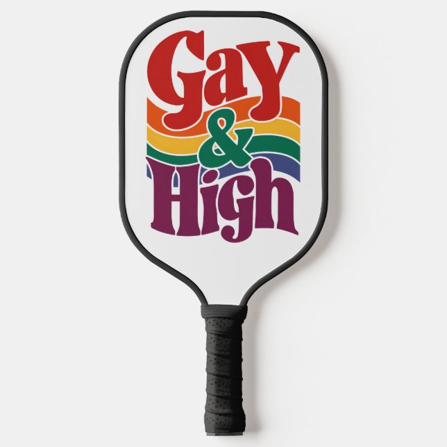 Palas De Pickleball Bandera Del Orgullo Gay Y De Alto Retro LGBTQ (Anverso)