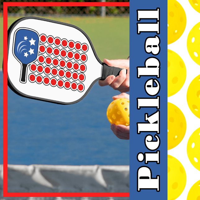 Palas De Pickleball Bandera estadounidense Bolas blancas rojas y azule (American Flag Red White and Blue Pickleballs Pickleball Paddle)