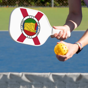 Palas De Pickleball Bandera estatal de Alabama/Sello estatal superpues