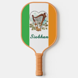 Palas De Pickleball Bandera irlandesa con arpa vintage y Personalizado