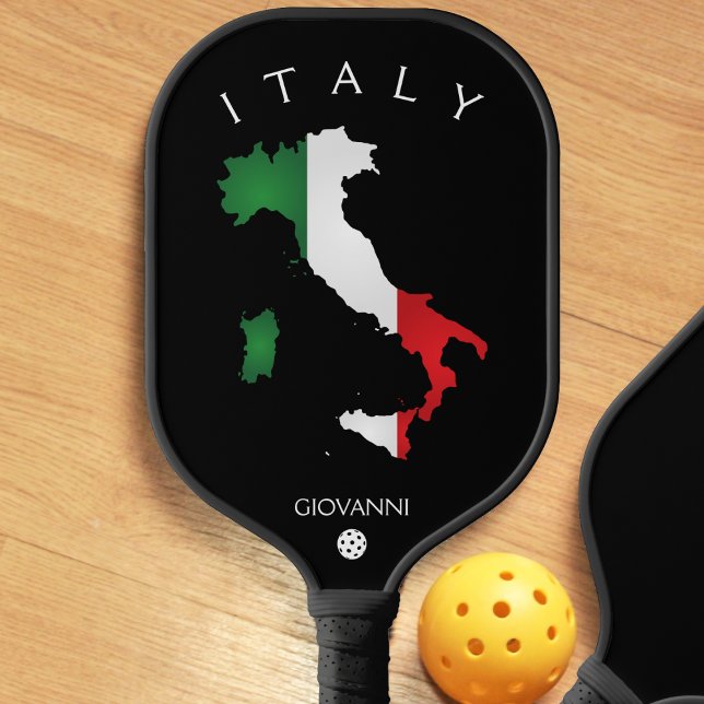 Palas De Pickleball Bandera italiana Italia mapa negro (Italy mat Italian flag black pickleball paddle)