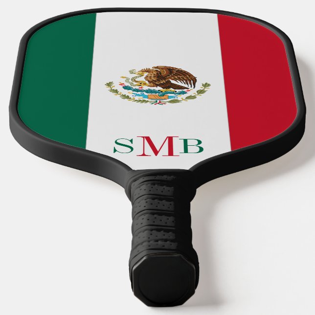 Palas De Pickleball Bandera mexicana con monograma personalizado (Distribución)
