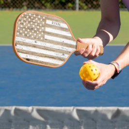 Palas De Pickleball Bandera Patriótica de Madera Rústica USA Personali