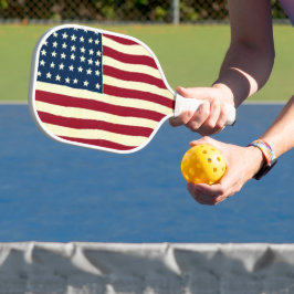 Palas De Pickleball Bandera patriótica norteamericana vintage, 4 de ju