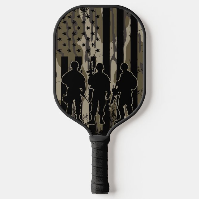 Palas De Pickleball Bandera y soldados norteamericanos de Camo Bottoml (Anverso)