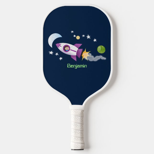 Palas De Pickleball Barco de cohetes en ilustracion de personalizado e (Anverso)
