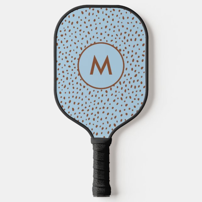Palas De Pickleball Bebé Azul y Boho Terracotta Brown Dosis Monograma (Anverso)