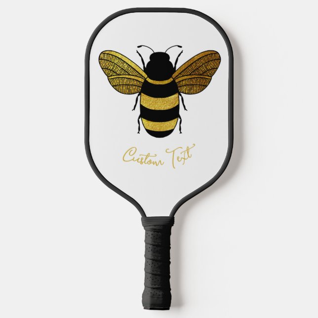 PALAS DE PICKLEBALL BEE DE BASURA, ORO Y NEGRO, DELICADO SCRIPT (Reverso )