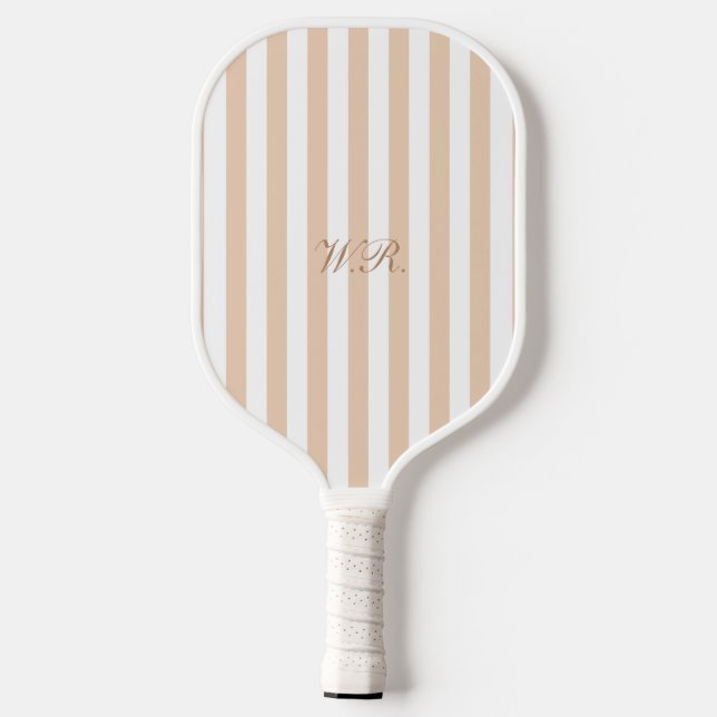 Palas De Pickleball Beige elegante guión de Moda monograma (Reverso )