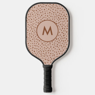 Palas De Pickleball Beige y Boho Terracotta Brown Dots Monograma