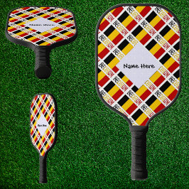 Palas De Pickleball Bélgica y bandera belga con tu nombre en mosaico