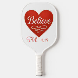 Palas De Pickleball Believe red and white heart