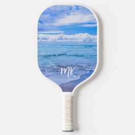 Palas De Pickleball Bella playa Nubes de cielo azul monogramadas