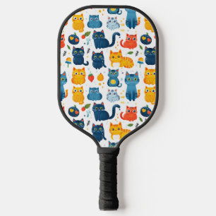 Palas De Pickleball Bellos gatos kawaii, jugando con juguetes blanco b