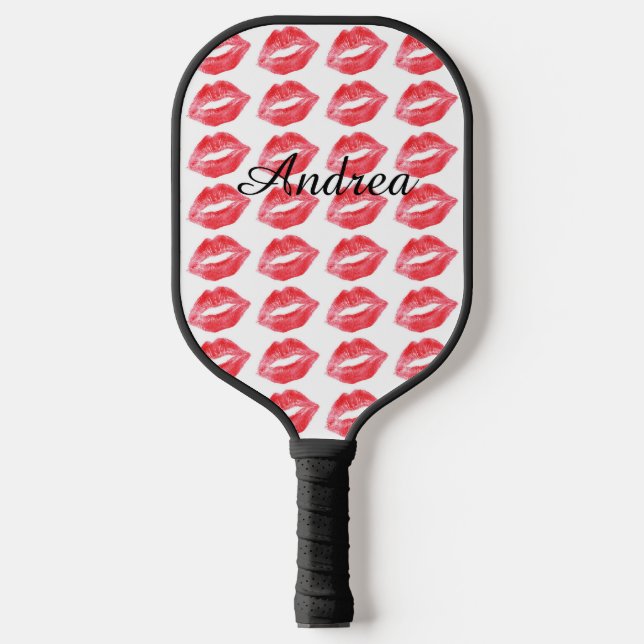 Palas De Pickleball Besos de lápiz labial monogramados (Anverso)