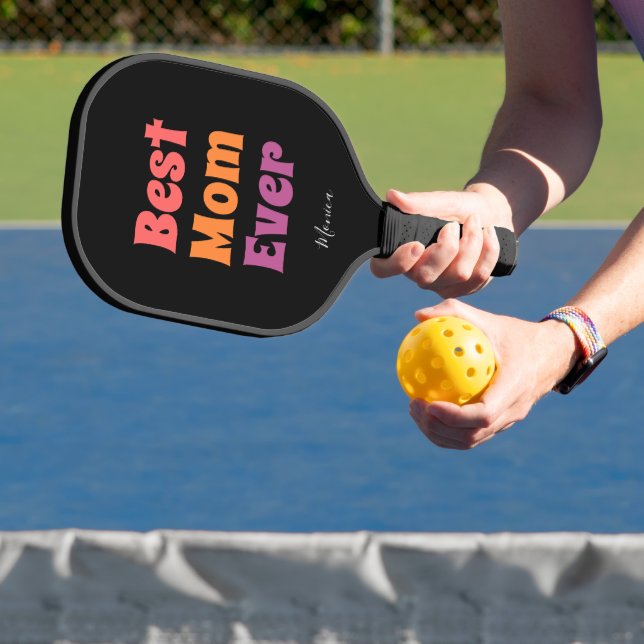 Palas De Pickleball Best mom ever black and purple yellow personalized (in situ)