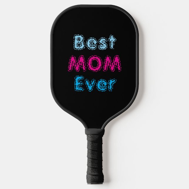Palas De Pickleball Best Mom Ever Black &Pink Blue Pickleball Paddle (Anverso)