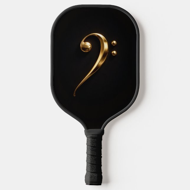 Palas De Pickleball Black 4 Luxe Pickleball Paddle, Golden Bass Clef (Reverso )