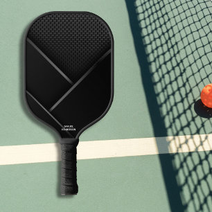 Palas De Pickleball Black Abstract Carbon Look Personalizado Nombre de