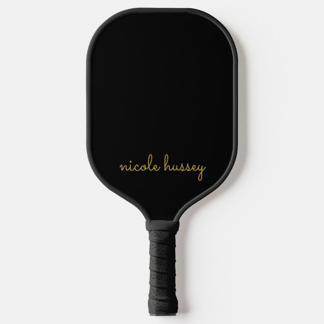 Palas De Pickleball Black and Gold Script  | Stylish Monogram Modern (Anverso)