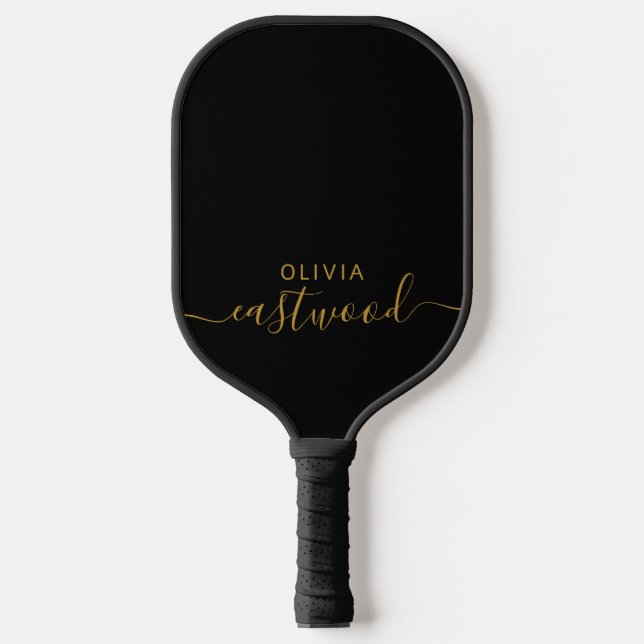 Palas De Pickleball Black And White Modern Monogram Pickleball Paddle (Anverso)